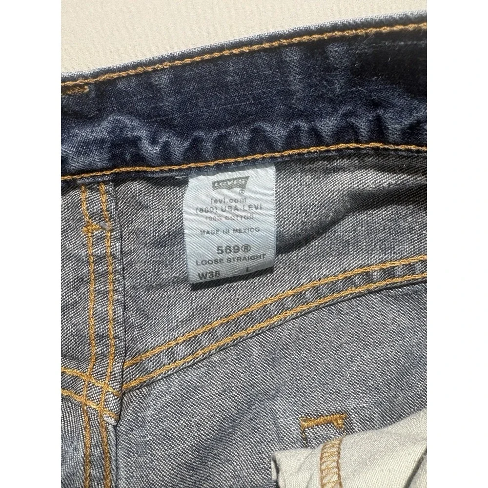 Levis 569 Jean Shorts Mens 36 Blue Loose Fit Straight Denim Light Wash 11